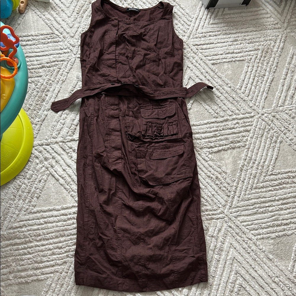 Rundholz Brown Sleeveless Dress with Belt